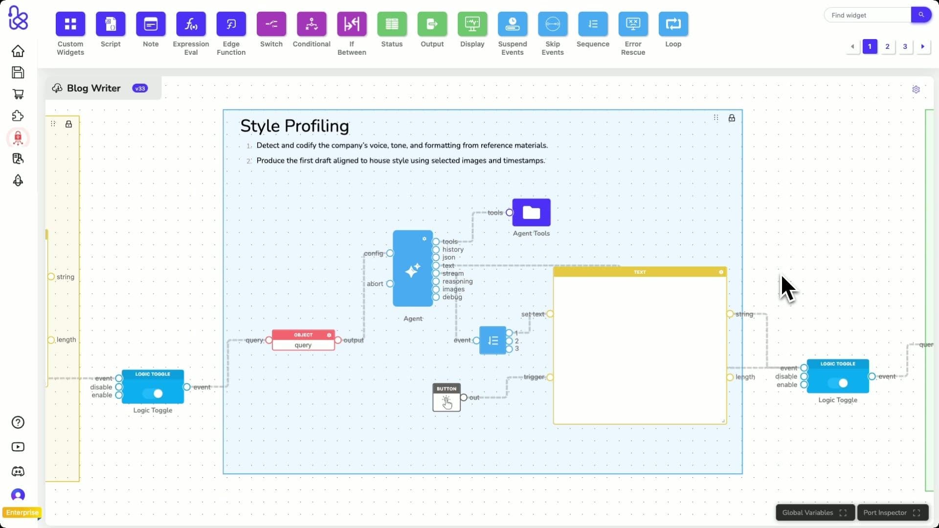 Style Profiling agent and text output